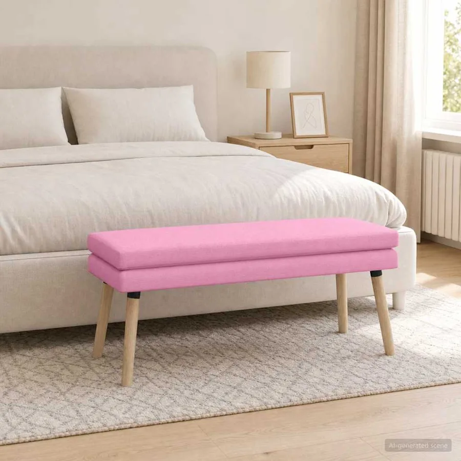 Banc à double couche Rose 110 x 40 x 47 cm Tissu - 4