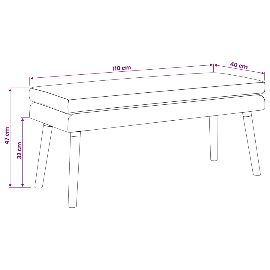 Banc à double couche Rose 110 x 40 x 47 cm Tissu - 9