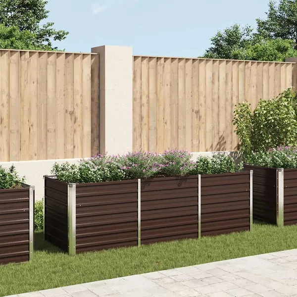 Lit surélevé de jardin Marron 240x80x77 cm Acier galvanisé