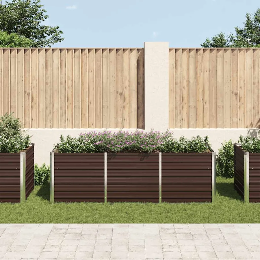 Lit surélevé de jardin Marron 240x80x77 cm Acier galvanisé - 3