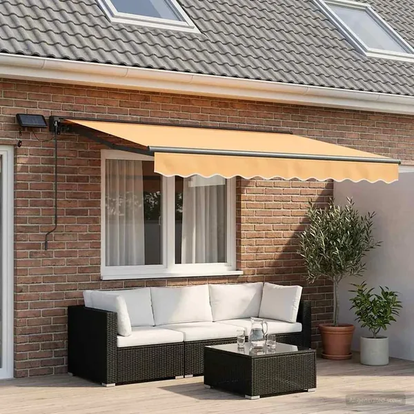 Cadre de store manuel avec LEDs Sable 3,5 x 2 m