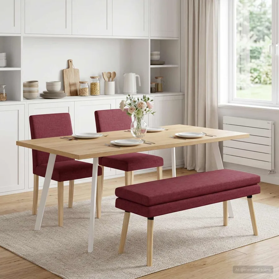Banc à double couche Bordeaux 110 x 40 x 47 cm Tissu - 4
