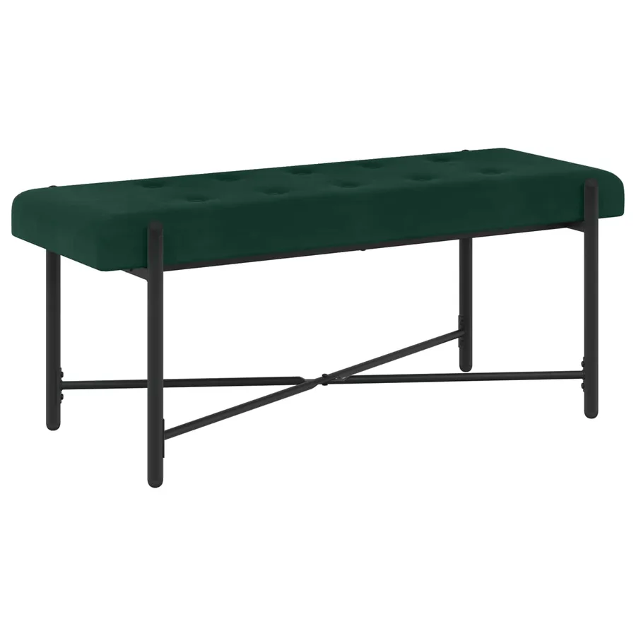 Banc capitonné à boutons avec coussins Vert foncé Velours - 5