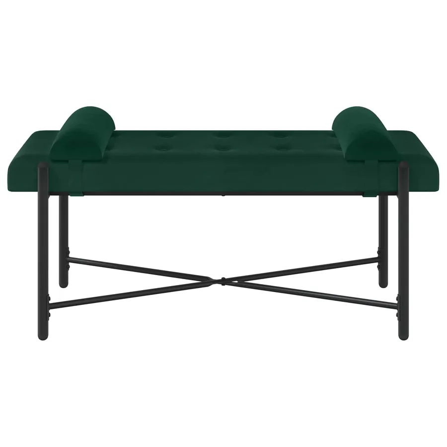 Banc capitonné à boutons avec coussins Vert foncé Velours - 6