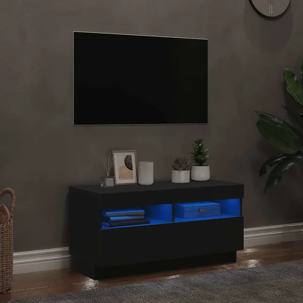 Meuble TV avec lumières LED noir 80x35x40 cm