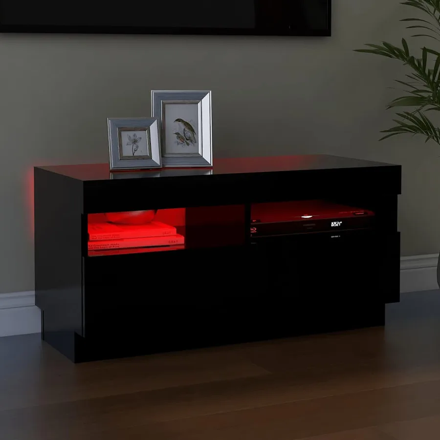 Meuble TV avec lumières LED noir 80x35x40 cm - 3