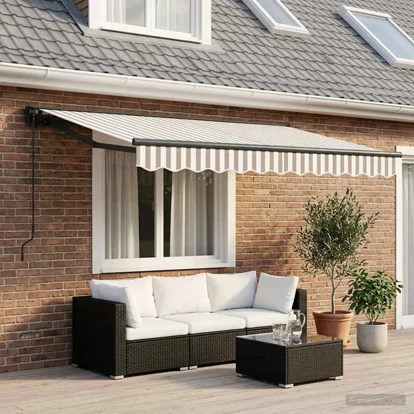 Auvent rétractable Gris clair et blanc 3,5 x 2,5 m