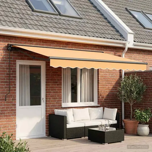 Auvent rétractable manuel Sable 4 x 2 m Polyester et Aluminium