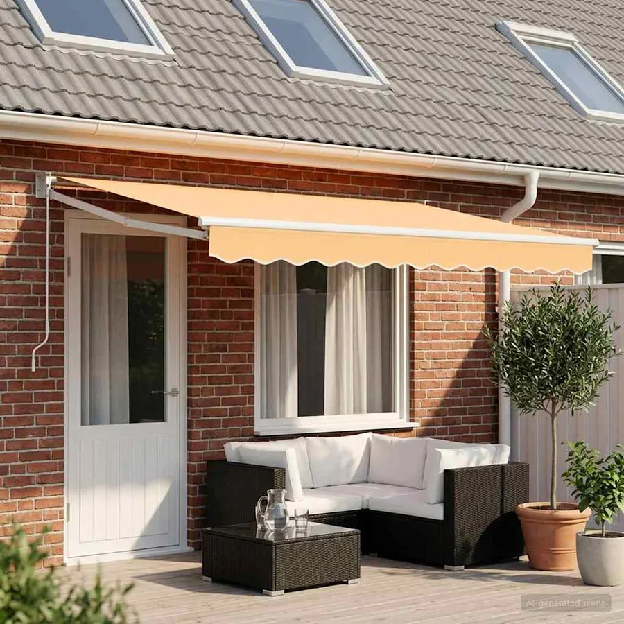 Auvent rétractable Sable 4 x 2 m 100% Polyester et Aluminium