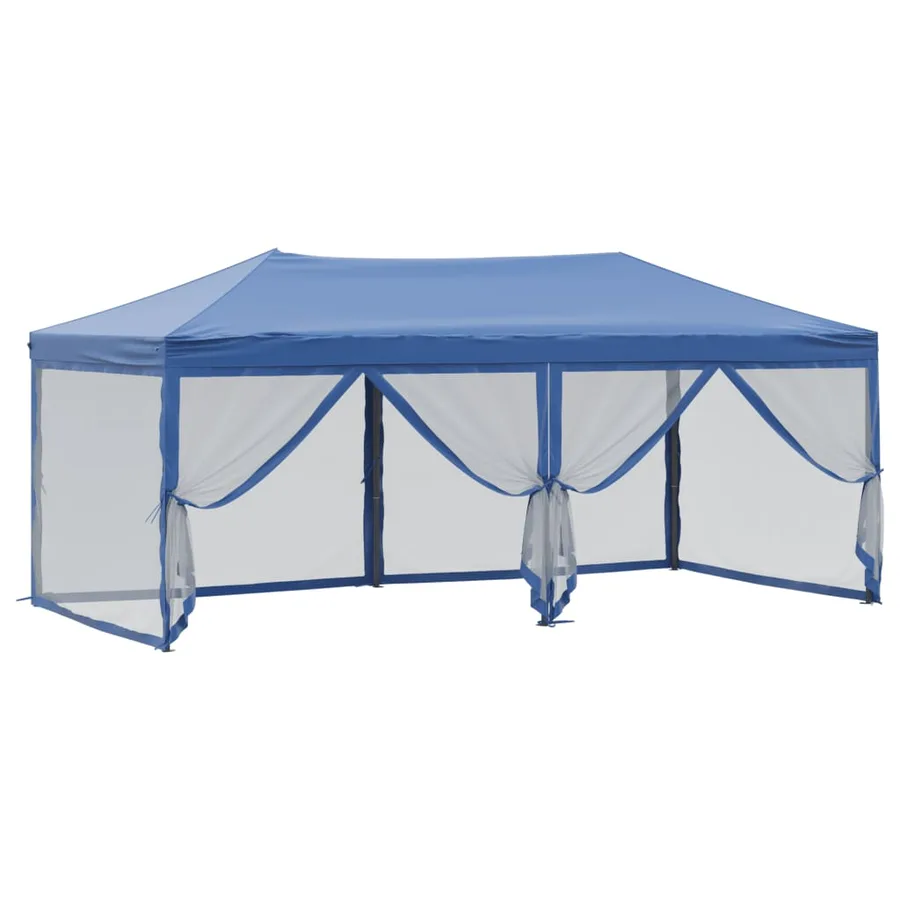 Tente de réception pliable avec parois Bleu 3x6 m - 6