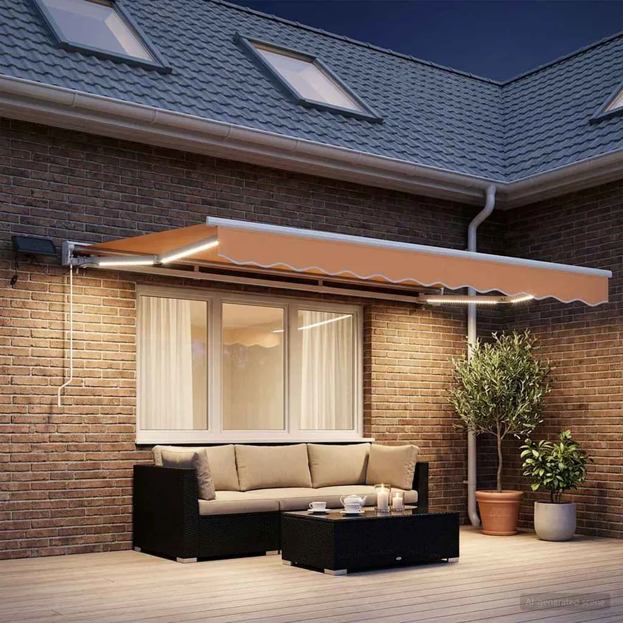 Cadre de store manuel avec LEDs Sable 3 x 2 m