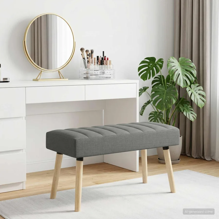 Banc capitonné canal Gris foncé 80 x 40 x 46 cm Tissu