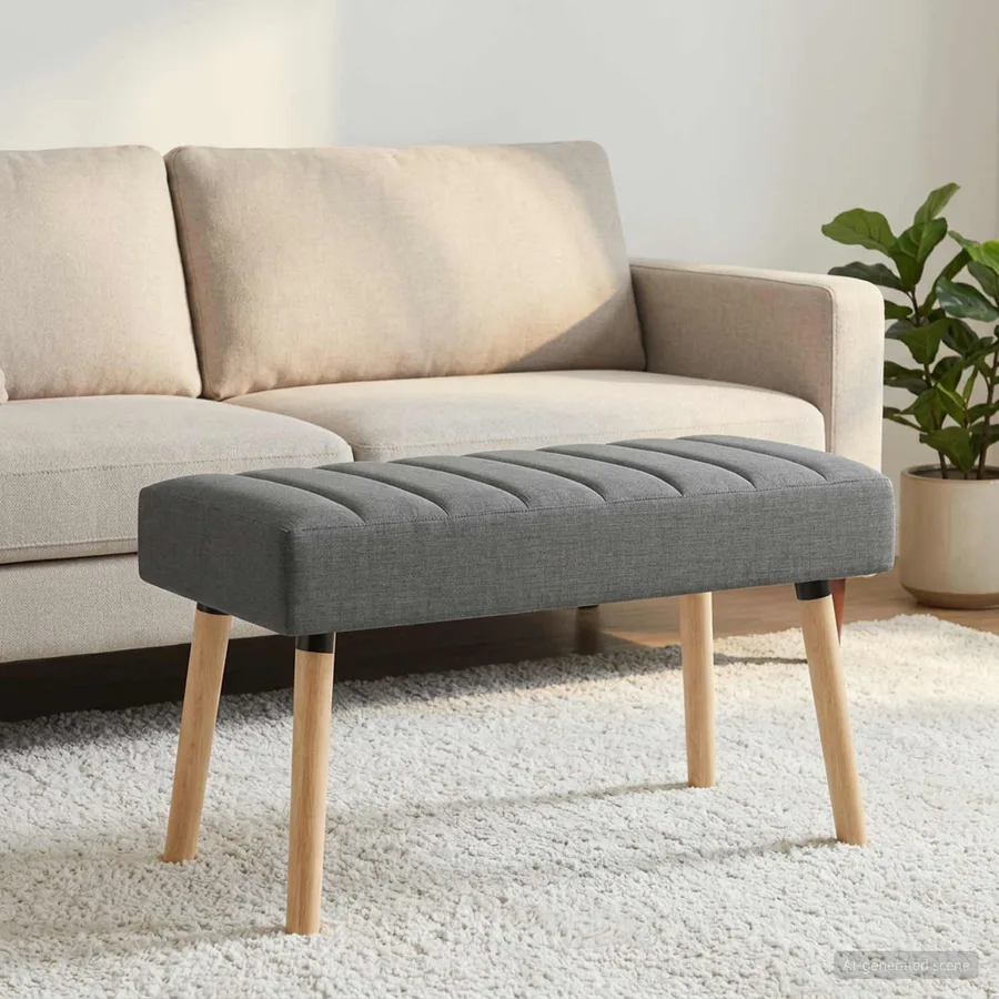 Banc capitonné canal Gris foncé 80 x 40 x 46 cm Tissu - 3