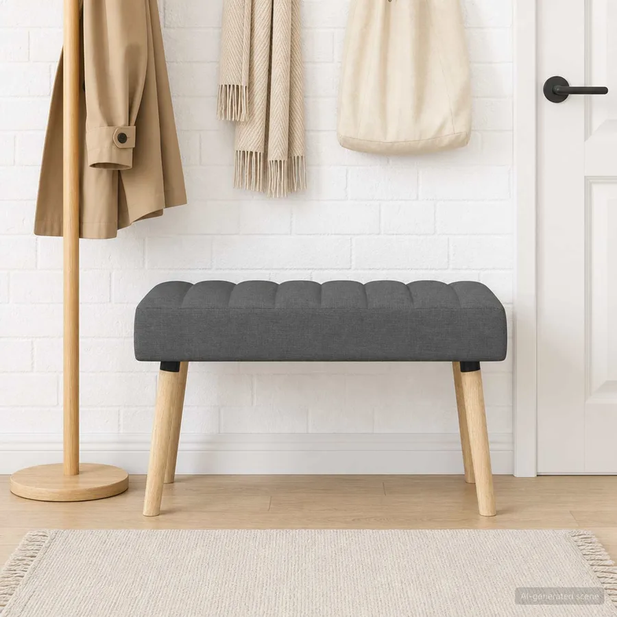 Banc capitonné canal Gris foncé 80 x 40 x 46 cm Tissu - 4