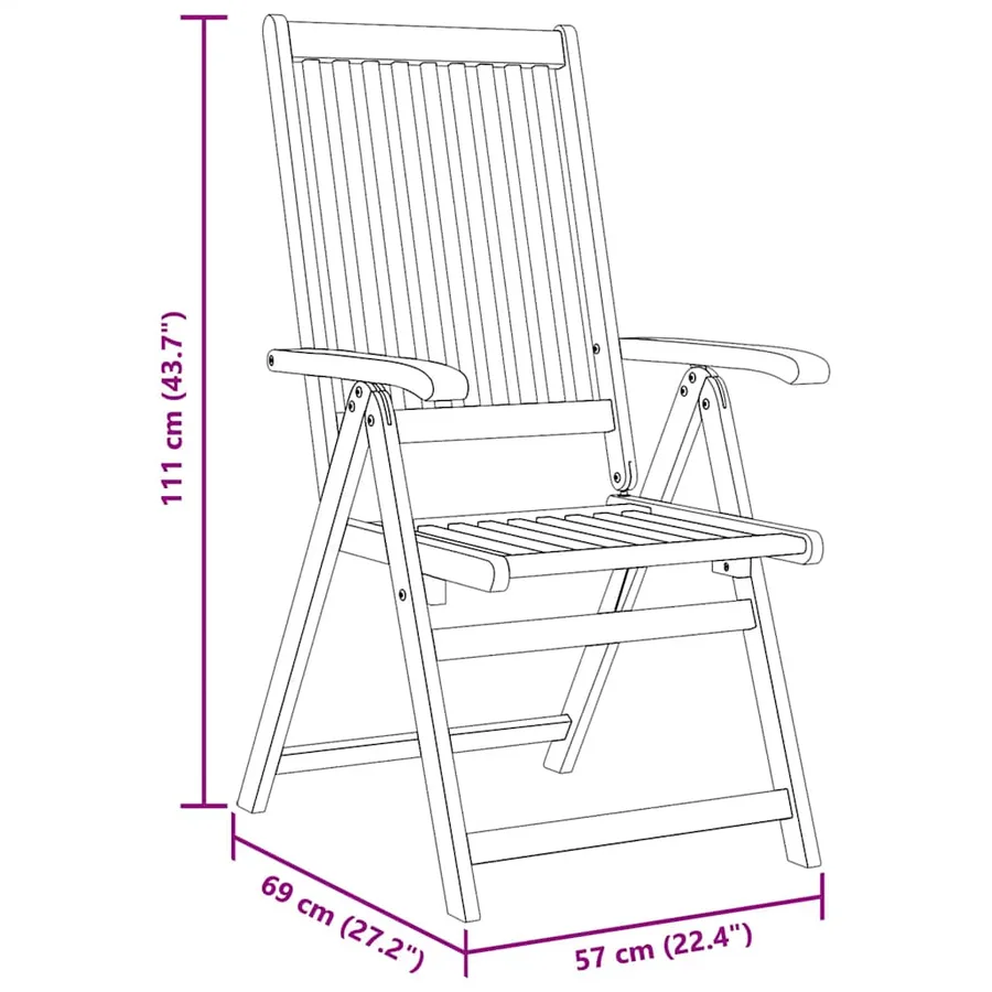 Chaises pliables de jardin lot de 6 Bois d'acacia solide - 10