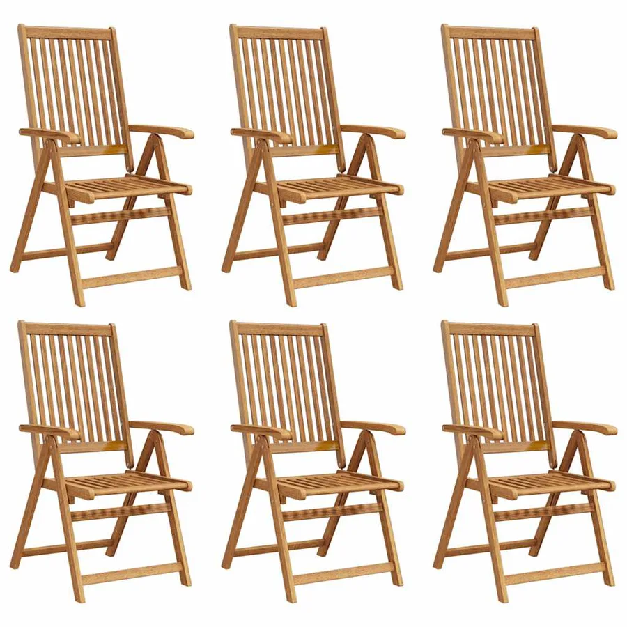 Chaises pliables de jardin lot de 6 Bois d'acacia solide - 5