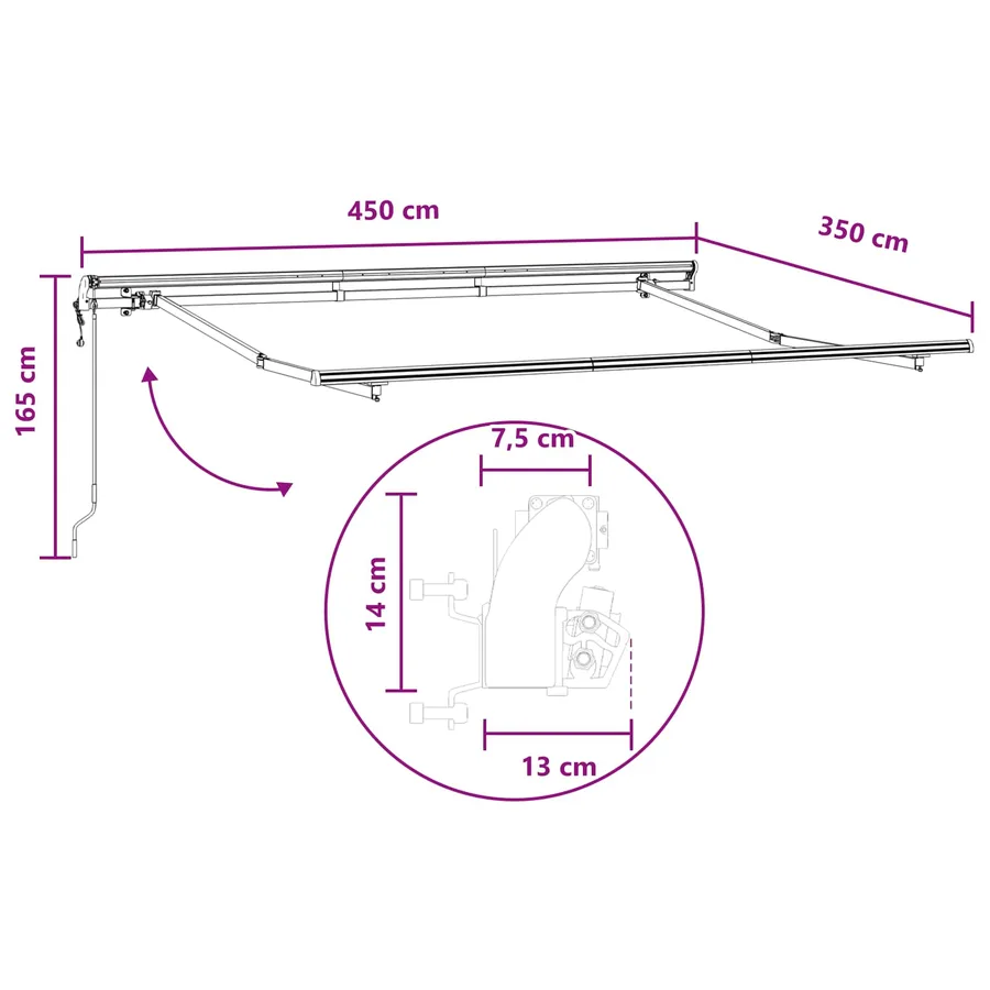 Auvent rétractable Sable 450 × 350 cm Tissu et Aluminium - 8