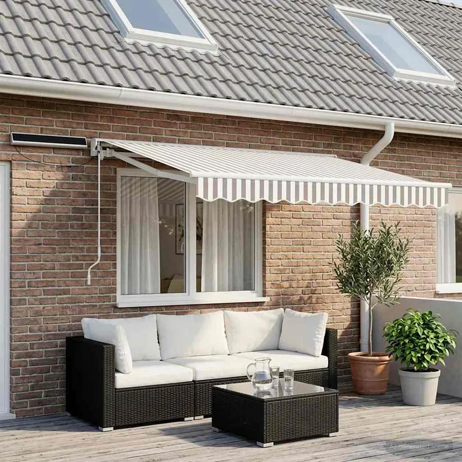 Auvent rétractable électrique Gris clair et blanc 3 x 2 m