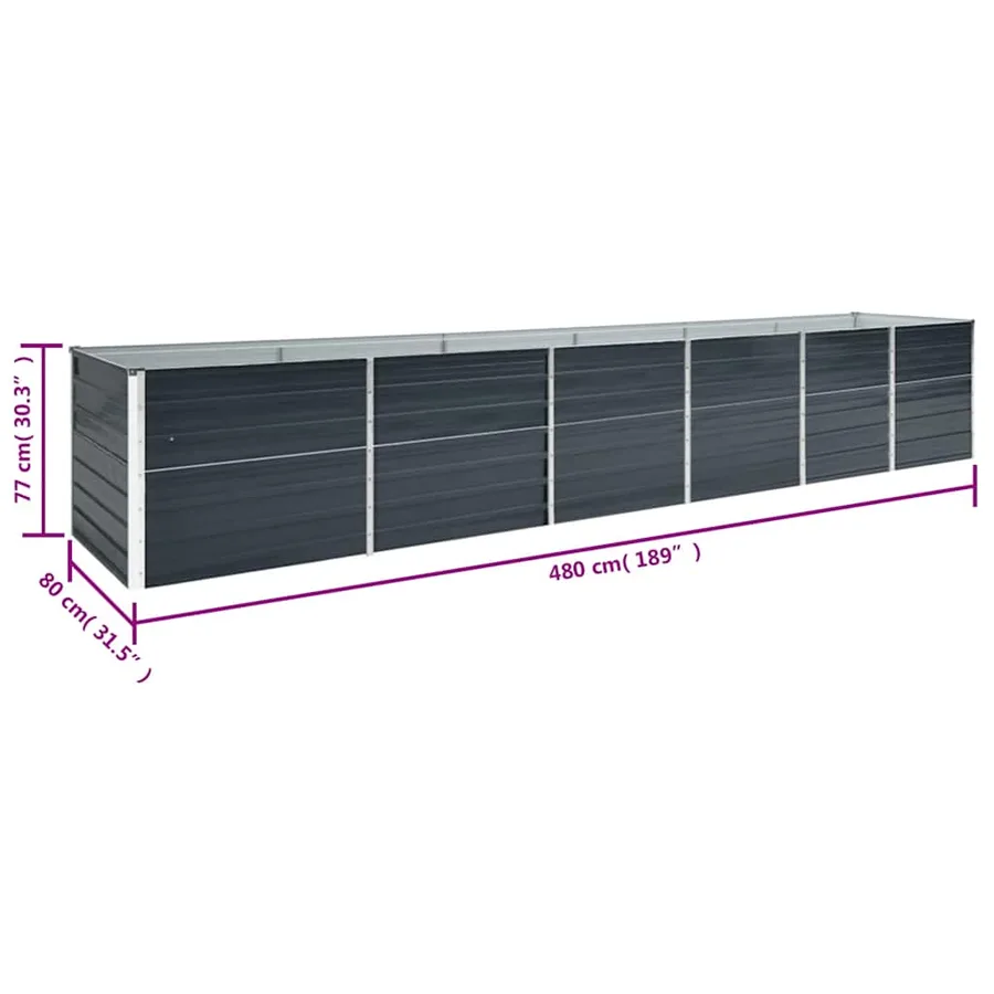 Lit surélevé de jardin Acier galvanisé 480x80x77 cm Anthracite - 8