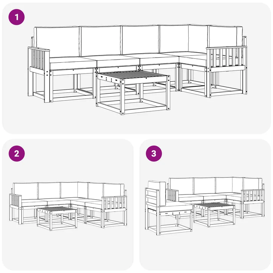 Ensemble de canapés d'extérieur 6 pcs Blanc et crème - 7