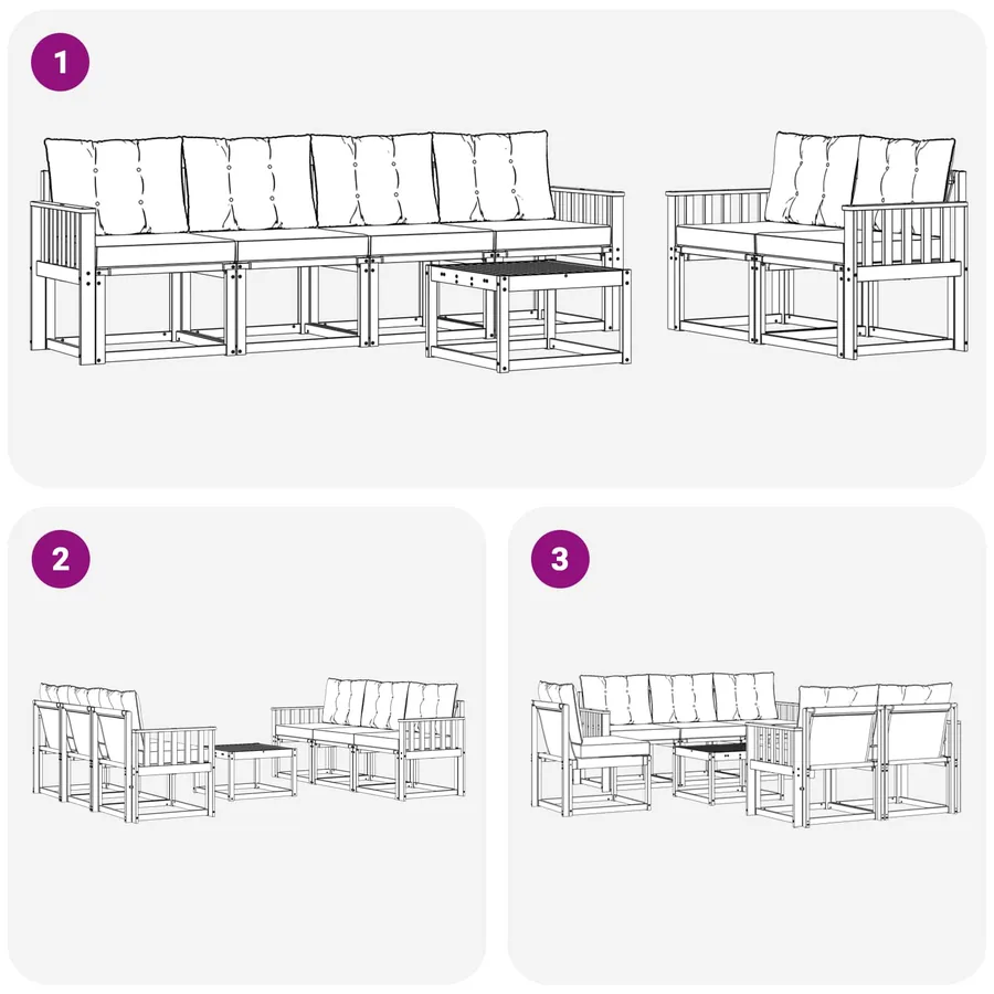 Ensemble de canapés d'extérieur 7 pcs Blanc et noir - 7