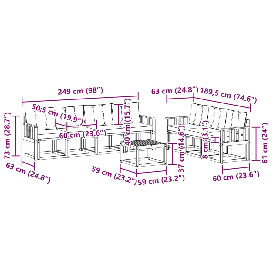 Ensemble de canapés d'extérieur 8 pcs Blanc et Beige - 8