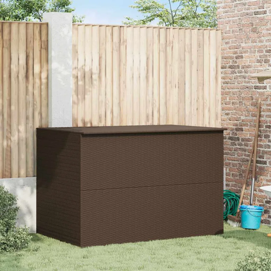 Boîte de stockage de jardin marron 150x100x100cm Résine tressée - 2