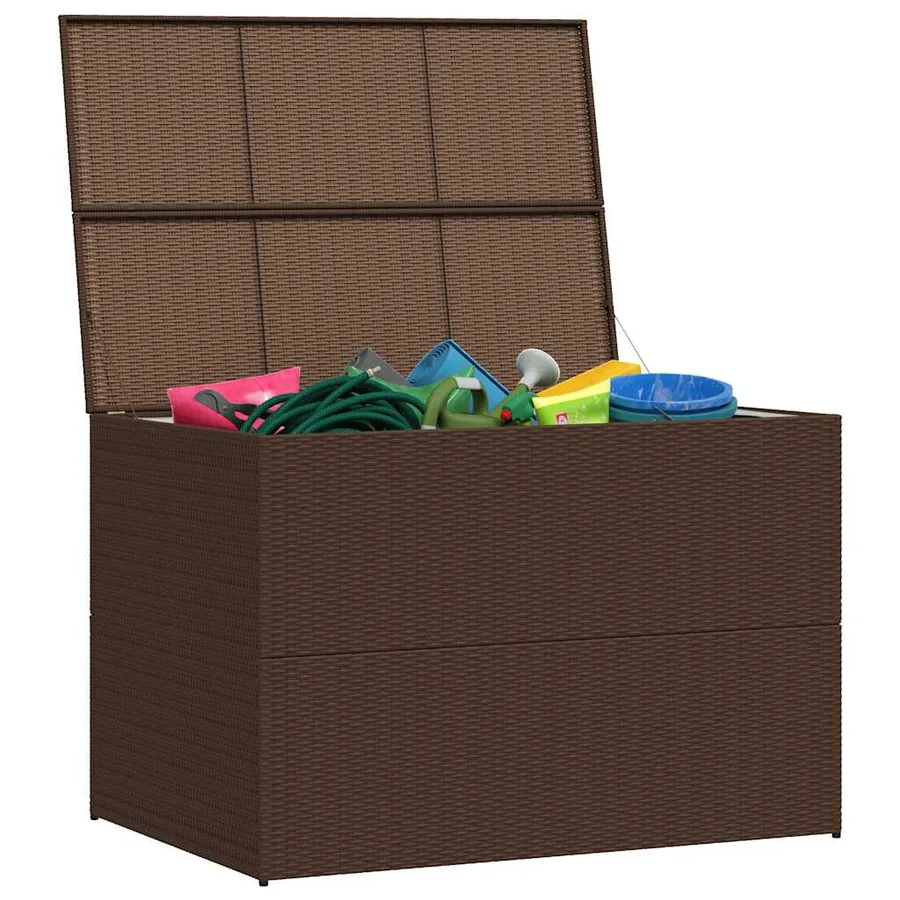 Boîte de stockage de jardin marron 150x100x100cm Résine tressée - 4