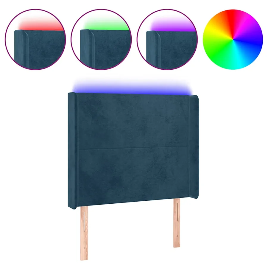 Tête de lit à LED Bleu foncé 93x16x118/128 cm Velours - 2