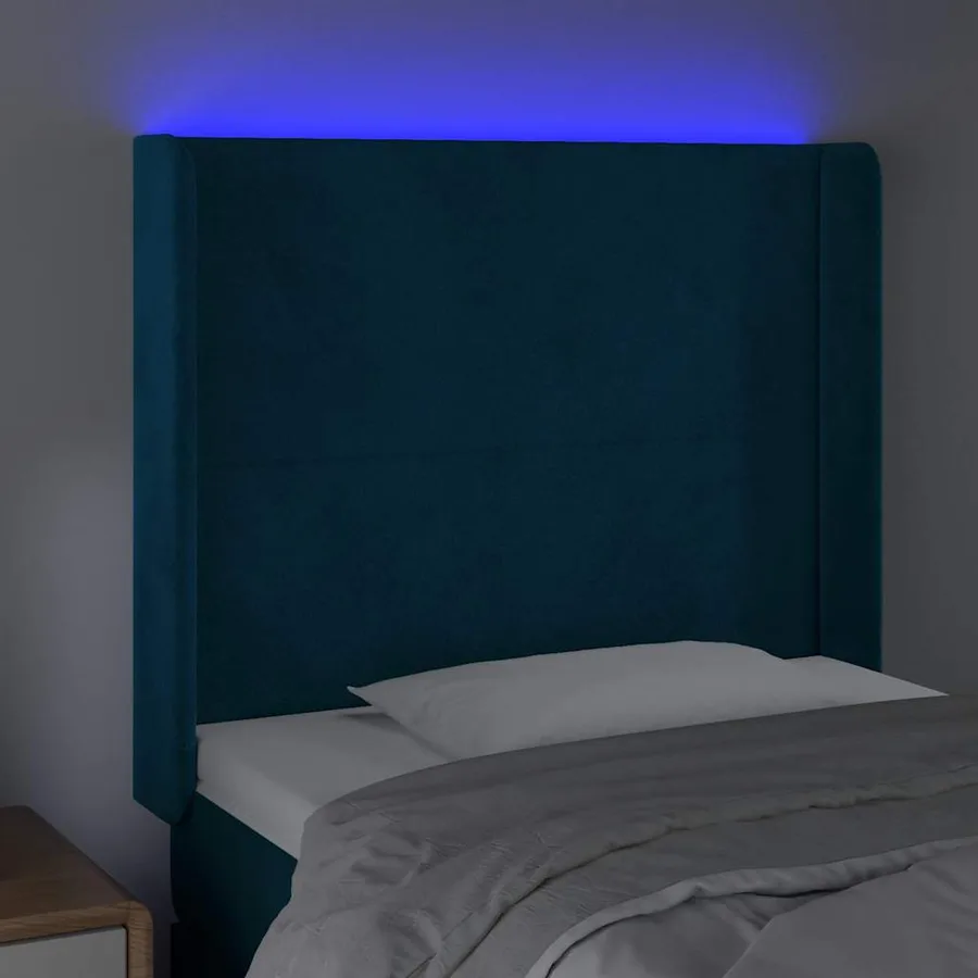 Tête de lit à LED Bleu foncé 93x16x118/128 cm Velours - 4