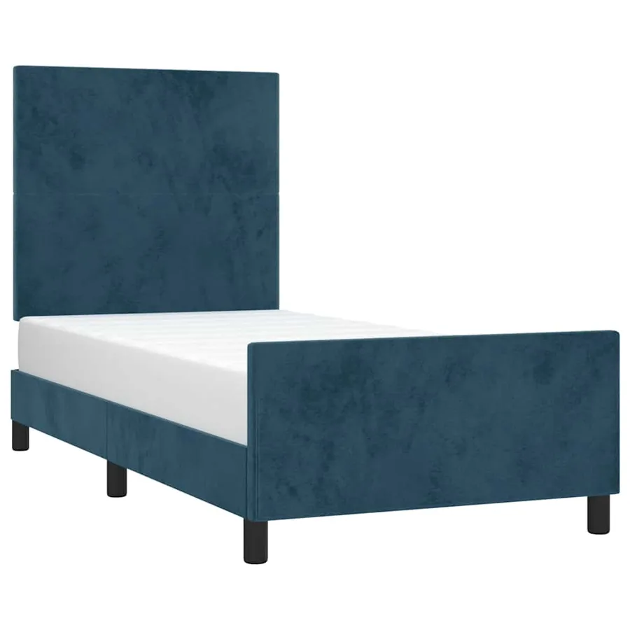 Cadre de lit sans matelas bleu foncé 90x190 cm velours - 3