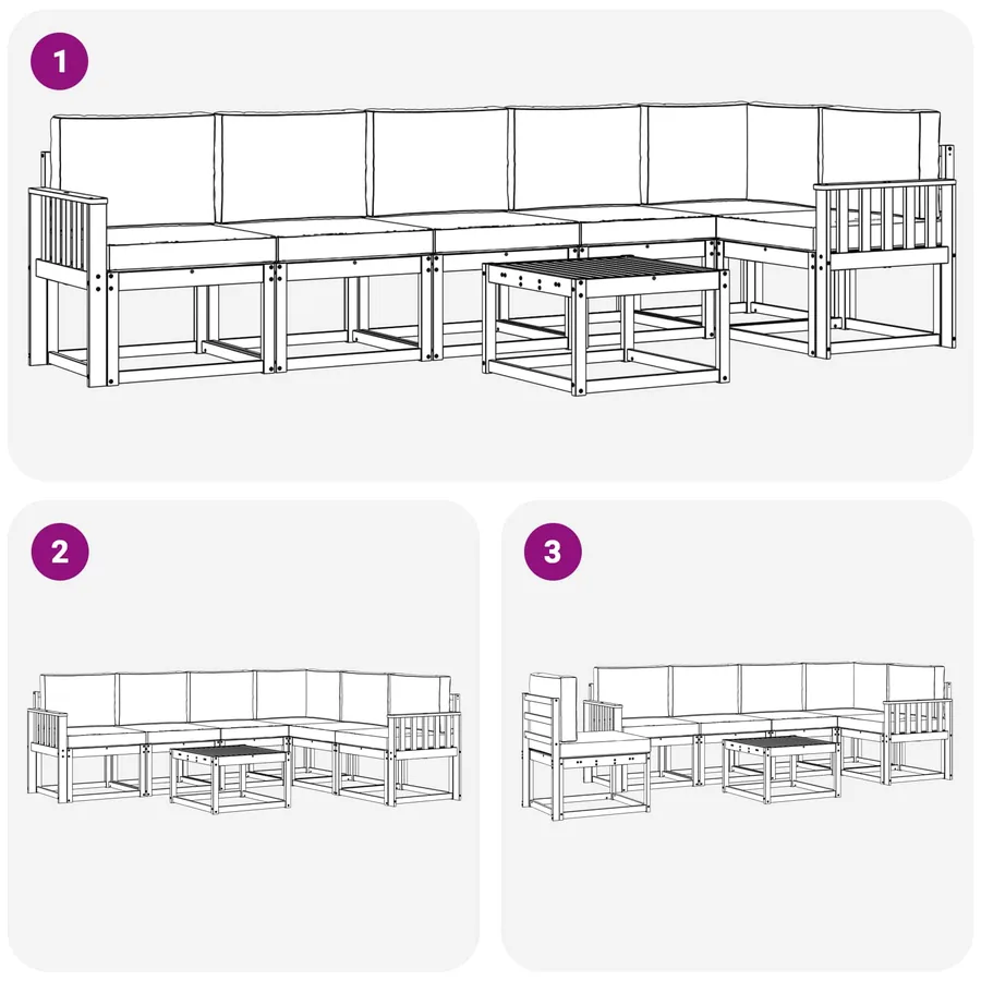 Ensemble de canapés d'extérieur 7 pcs Blanc et crème Polyester - 7