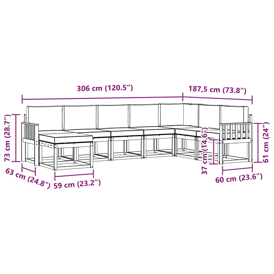 Ensemble de canapés d'extérieur 8 pcs Blanc et anthracite - 7