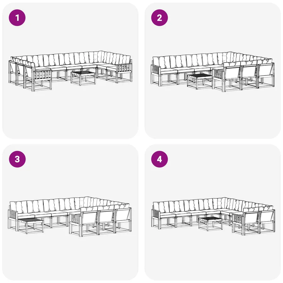 Ensemble de canapés d'extérieur 11 pcs Blanc et noir - 9
