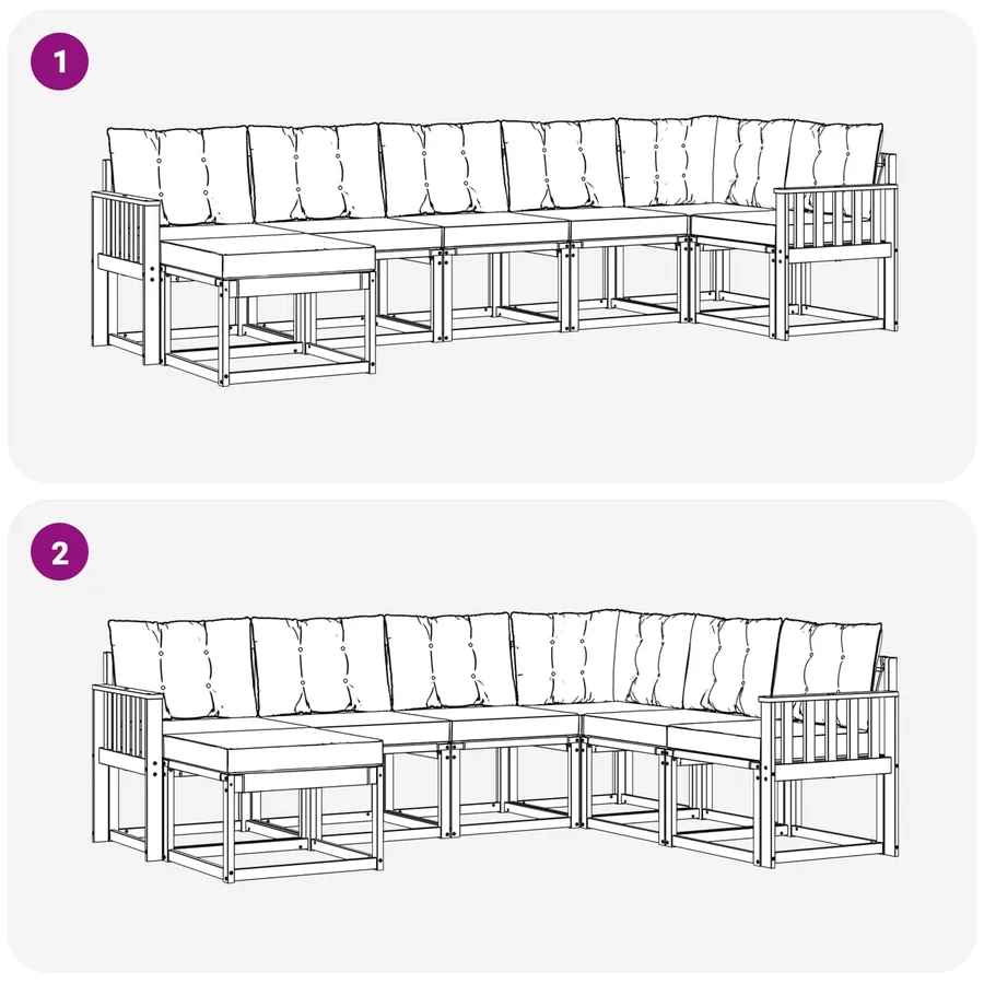 Ensemble de canapés d'extérieur 7 pcs Blanc et crème - 10