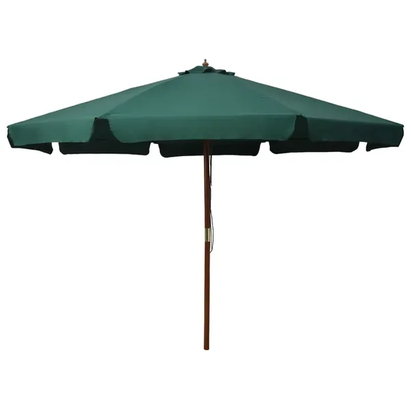 Parasol d'extérieur avec mât en bois 330 cm Vert