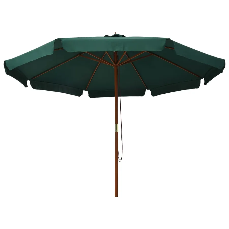 Parasol d'extérieur avec mât en bois 330 cm Vert - 2