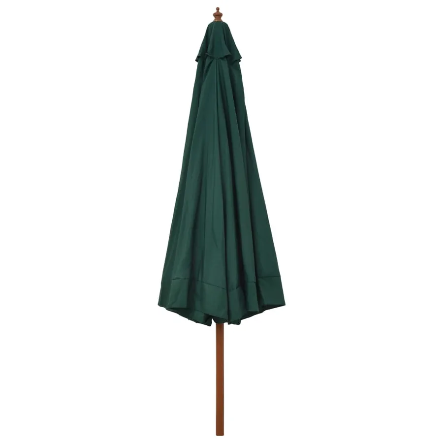 Parasol d'extérieur avec mât en bois 330 cm Vert - 3