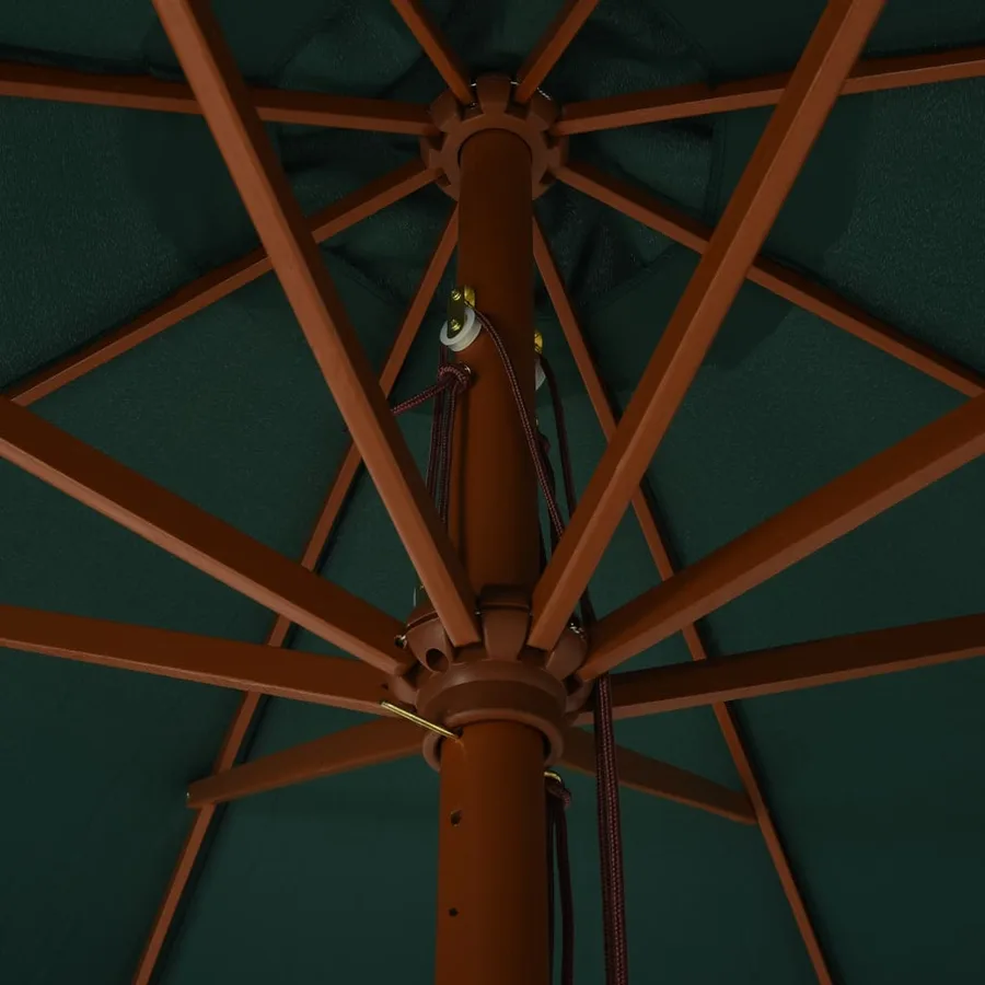 Parasol d'extérieur avec mât en bois 330 cm Vert - 4
