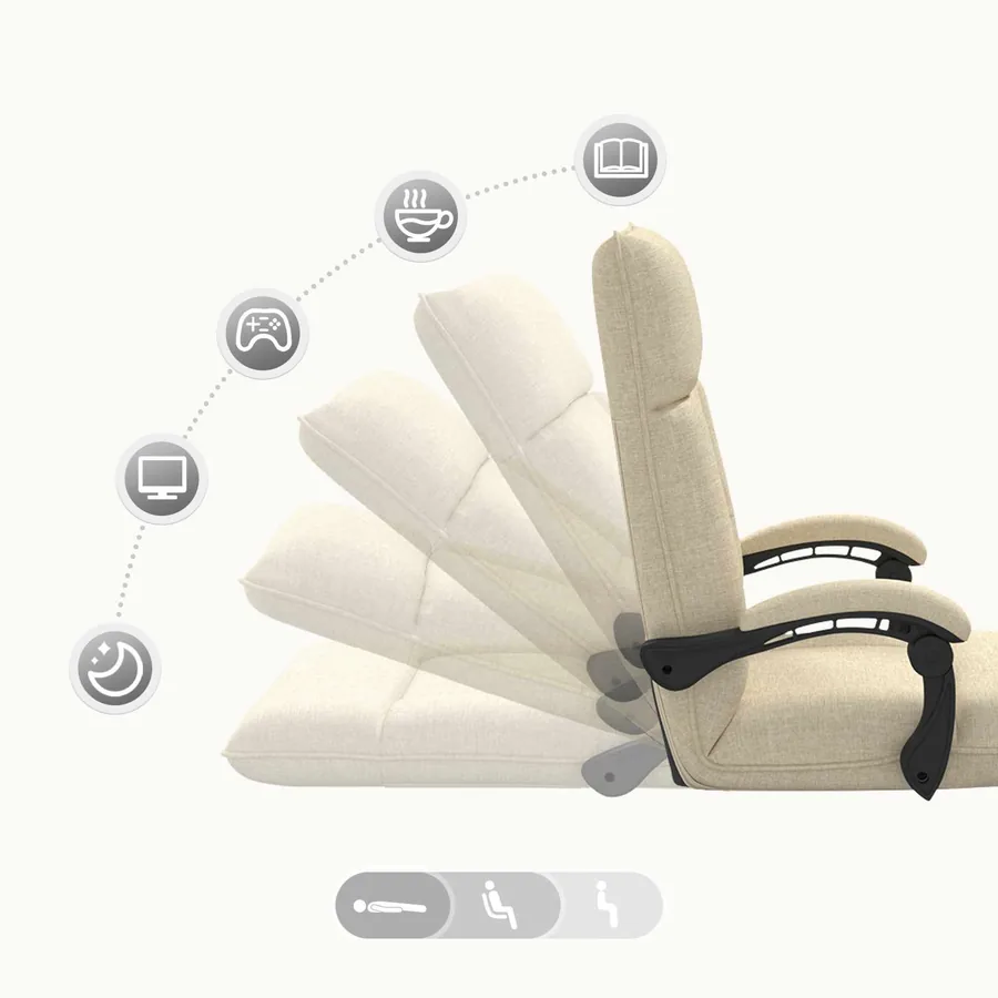 Fauteuil de sol ajustable Crème Tissu - 9