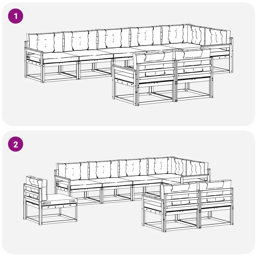 Ensemble de canapés d'extérieur 6 pc Blanc et crème Polyester - 7