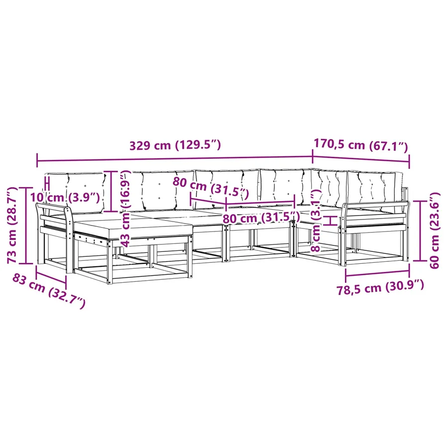 Ensemble de canapés d'extérieur 5 pcs Blanc et crème Polyester - 7