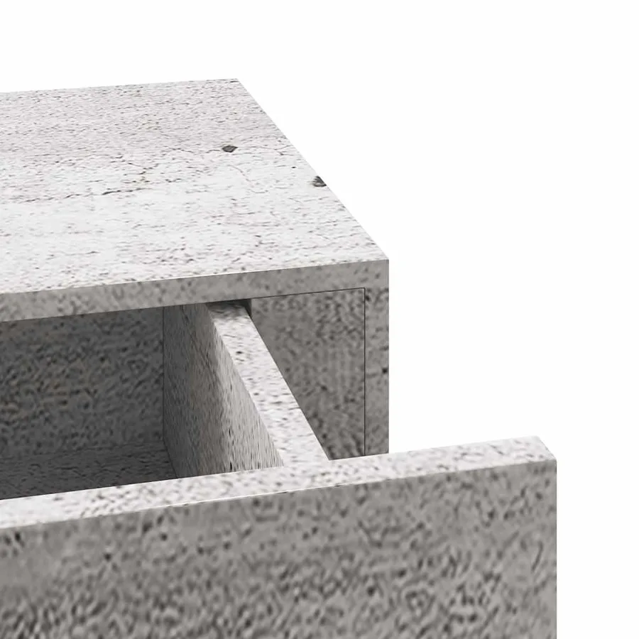 Étagères à tiroir murales 2 pcs Gris béton 60x23,5x10 cm MDF - 10