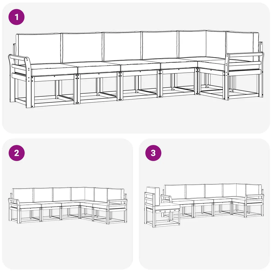 Ensemble de canapés d'extérieur 6 pcs Blanc et crème Polyester - 7