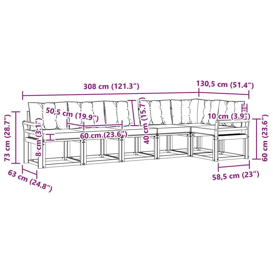 Ensemble de canapés d'extérieur 6 pcs Blanc et crème - 9