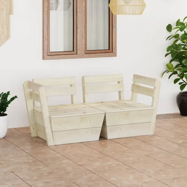 Canapé palette à 2 places de jardin Bois d'épicéa imprégné