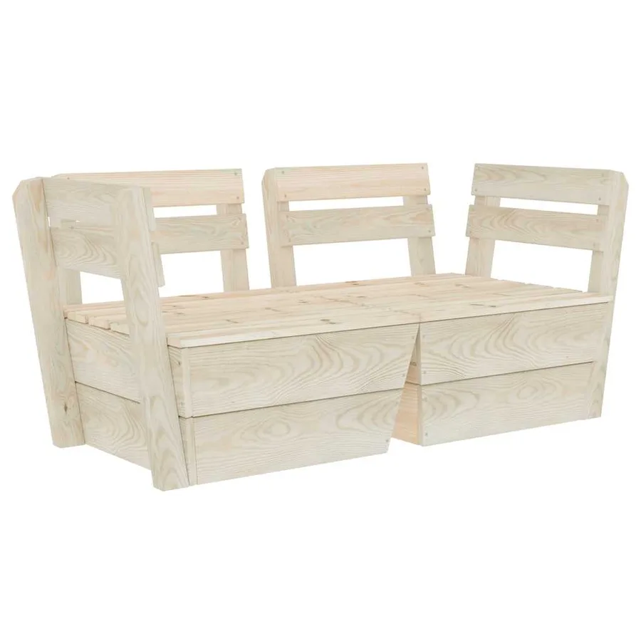 Canapé palette à 2 places de jardin Bois d'épicéa imprégné - 2