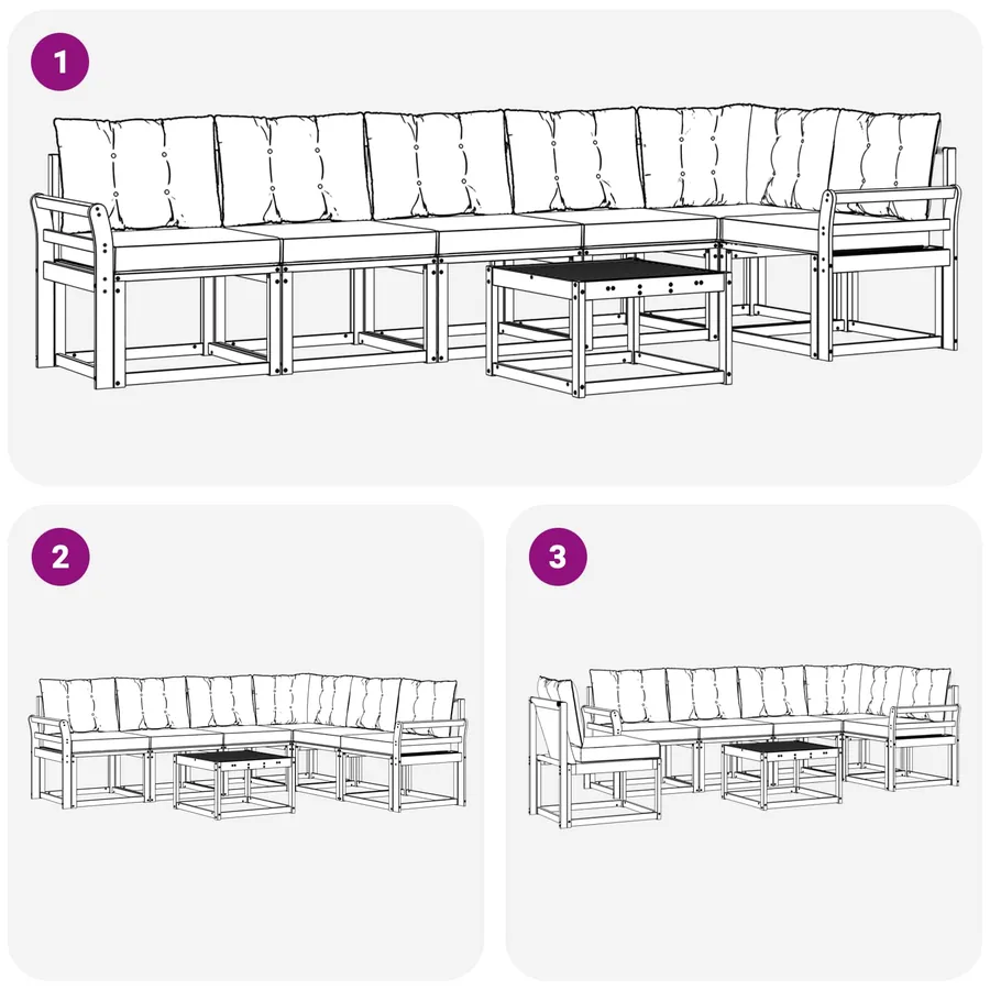 Ensemble de canapés d'extérieur 7 pcs Blanc et Beige - 9