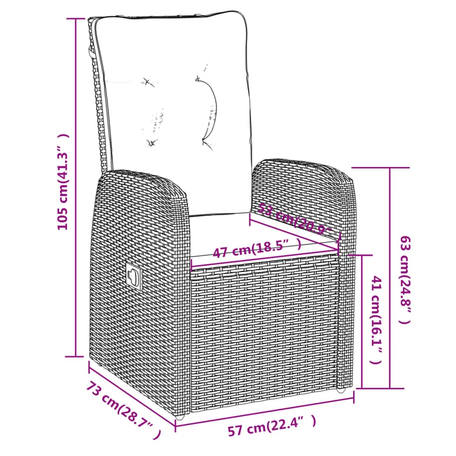 Ensemble à manger de jardin avec coussins 7 pcs Noir - 10