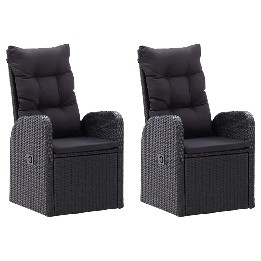 Ensemble à manger de jardin avec coussins 7 pcs Noir - 3